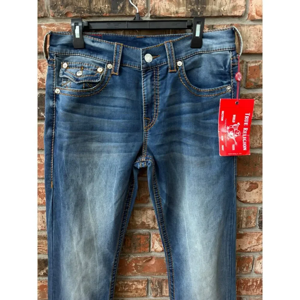 True Religion Ricky Big T Flap Pocket Jeans Size 33 NEW Desert Sand Clean